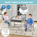 Kids Table and Chairs Set – Grey and Natural | Double-Sided Activity Table COSTWAY - Little and Giant Explorers Costway