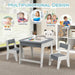 Kids Table and Chairs Set – Grey and Natural | Double-Sided Activity Table COSTWAY - Little and Giant Explorers Costway
