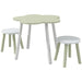 Kids green and white flower-shaped table and two matching chairs set