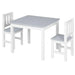 Kids table and chair set, grey and white wooden three-piece dining set for children