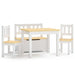 Kids white and beige table chair set with storage bench, four-piece furniture