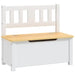 White and beige kids storage bench with backrest, modern wooden furniture