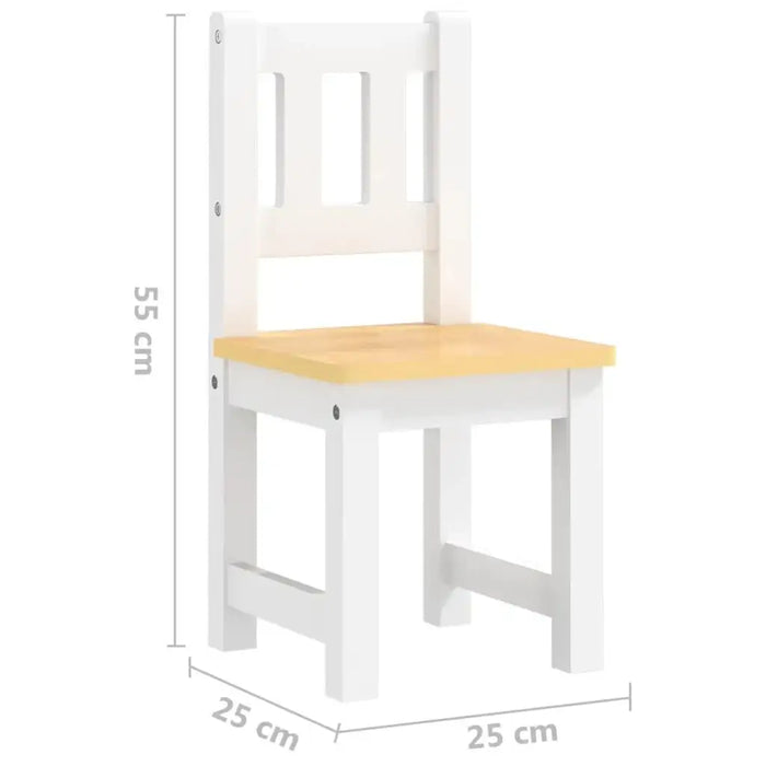 White and beige kids chair with dimensions 55x25x25 cm, wood finish, for table sets