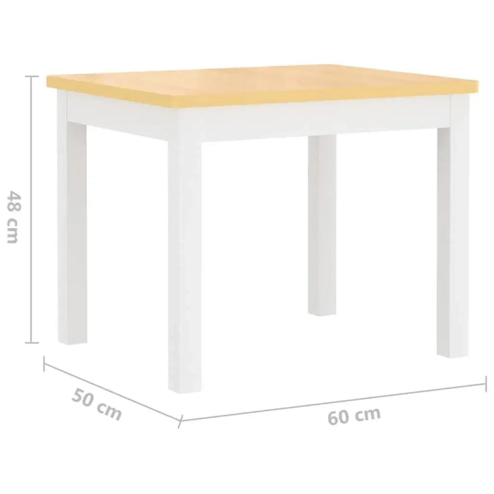 Kids white and beige table with dimensions 60x50x48 cm, modern wooden furniture