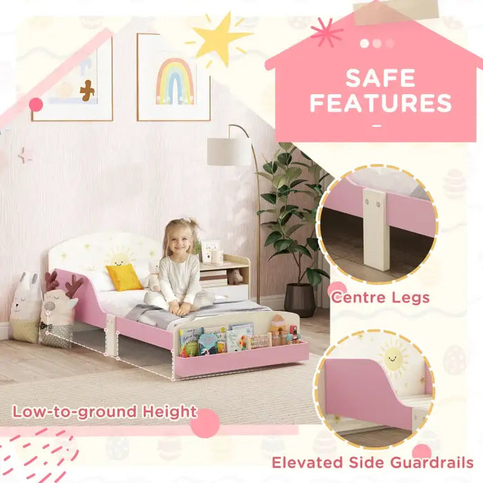 Kids Toddler Bed with Lion Theme – Pink | Junior Bed Frame with Side Rails and Storage AIYAPLAY - Little and Giant Explorers AIYAPLAY