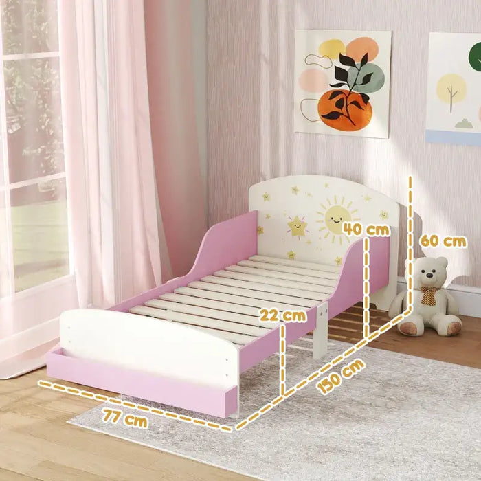 Kids Toddler Bed with Lion Theme – Pink | Junior Bed Frame with Side Rails and Storage AIYAPLAY - Little and Giant Explorers AIYAPLAY