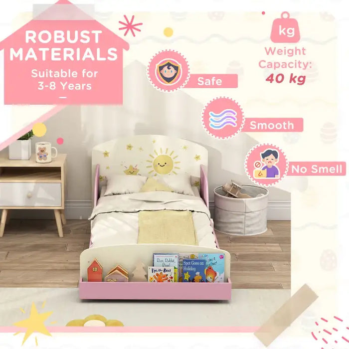 Kids Toddler Bed with Lion Theme – Pink | Junior Bed Frame with Side Rails and Storage AIYAPLAY - Little and Giant Explorers AIYAPLAY