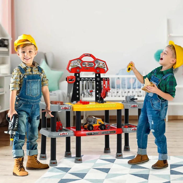 Kids Tool Workbench – 121-Piece Construction Playset | Double-Tier Design COSTWAY - Little and Giant Explorers Costway