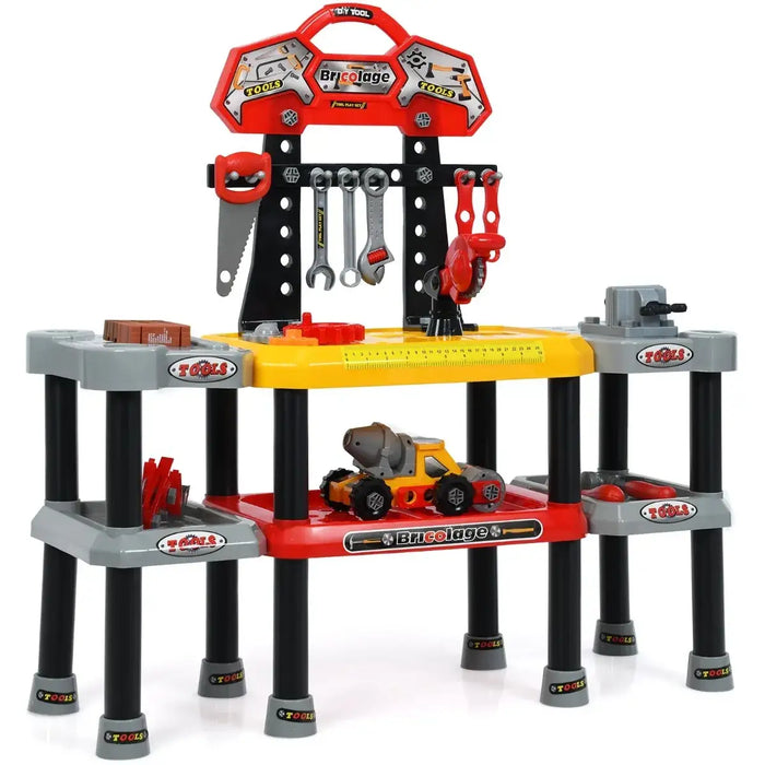 Kids Tool Workbench – 121-Piece Construction Playset | Double-Tier Design COSTWAY - Little and Giant Explorers Costway