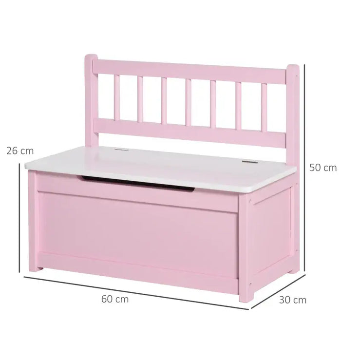 Kids Toy Storage Box with Bench Seat – Pink | Wooden Chest - Gas Stay Hinge HOMCOM - Little and Giant Explorers HOMCOM