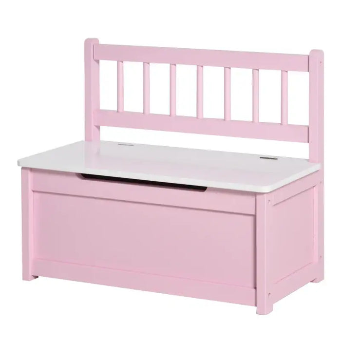 Kids Toy Storage Box with Bench Seat – Pink | Wooden Chest - Gas Stay Hinge HOMCOM - Little and Giant Explorers HOMCOM