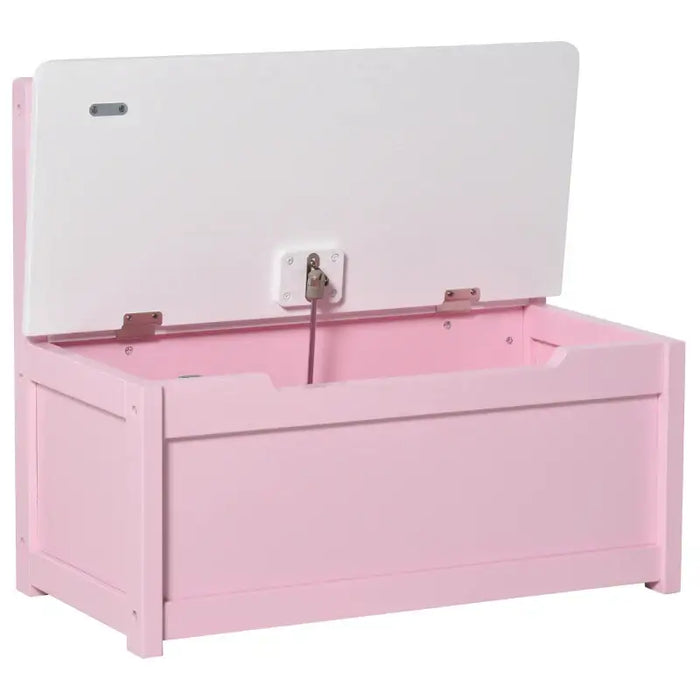 Kids Toy Storage Box with Bench Seat – Pink | Wooden Chest - Gas Stay Hinge HOMCOM - Little and Giant Explorers HOMCOM
