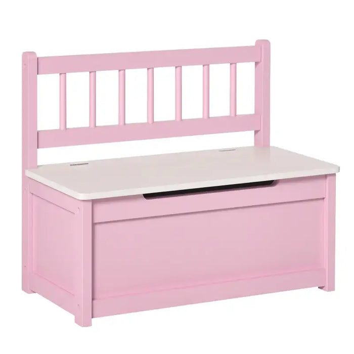 Kids Toy Storage Box with Bench Seat – Pink | Wooden Chest - Gas Stay Hinge HOMCOM - Little and Giant Explorers HOMCOM