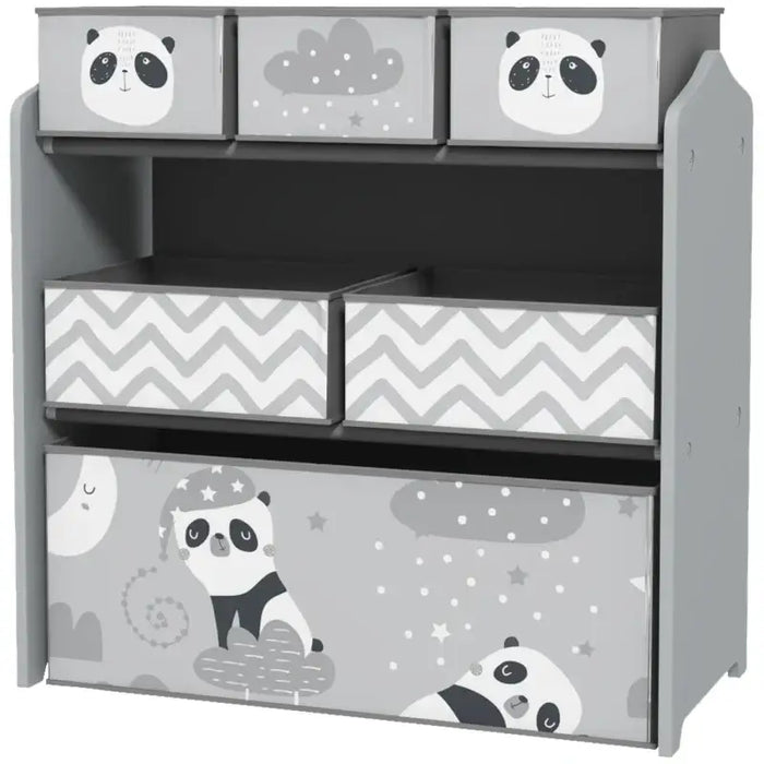 Kids Toy Storage Unit – Grey 3-Tier Organiser with 6 Bins | MDF Construction ZONEKIZ - Little and Giant Explorers ZONEKIZ