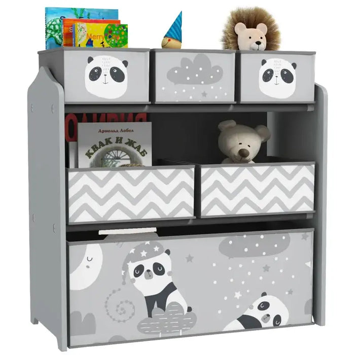 Kids Toy Storage Unit – Grey 3-Tier Organiser with 6 Bins | MDF Construction ZONEKIZ - Little and Giant Explorers ZONEKIZ