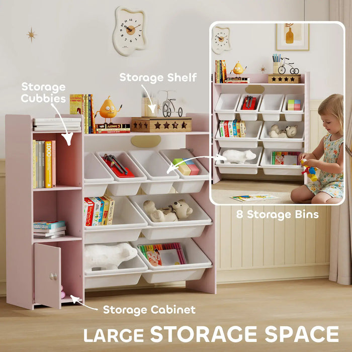 Kids Toy Storage Unit – Pink | 8-Box Organiser with Shelves and Top Storage AIYAPLAY - Little and Giant Explorers AIYAPLAY