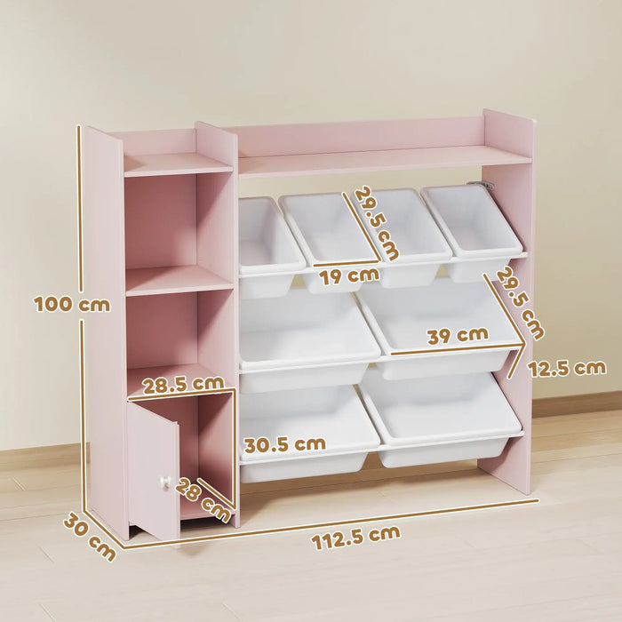 Kids Toy Storage Unit – Pink | 8-Box Organiser with Shelves and Top Storage AIYAPLAY - Little and Giant Explorers AIYAPLAY