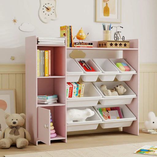 Kids Toy Storage Unit – Pink | 8-Box Organiser with Shelves and Top Storage AIYAPLAY - Little and Giant Explorers AIYAPLAY