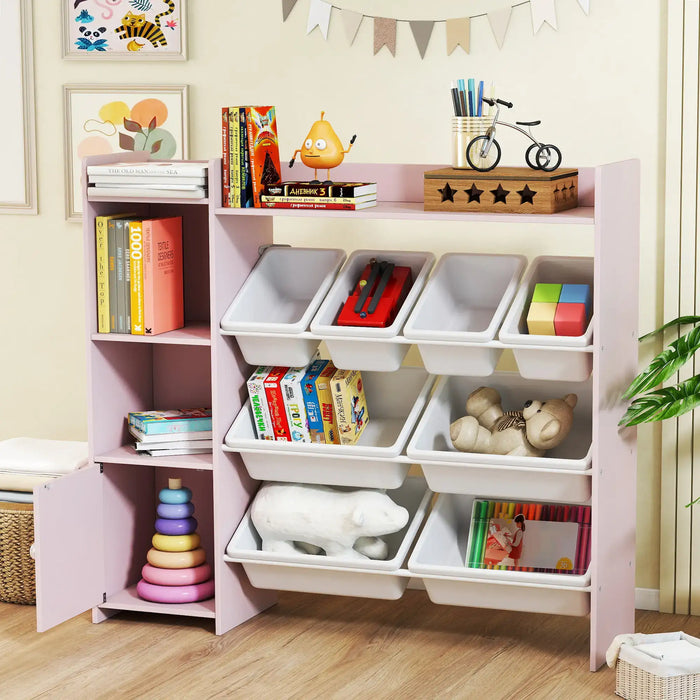 Kids Toy Storage Unit – Pink | 8-Box Organiser with Shelves and Top Storage AIYAPLAY - Little and Giant Explorers AIYAPLAY