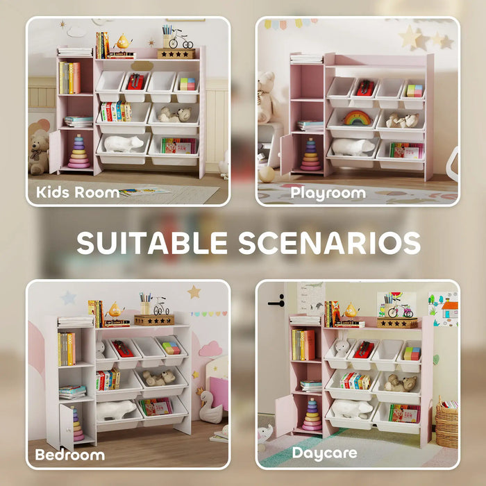Kids Toy Storage Unit – Pink | 8-Box Organiser with Shelves and Top Storage AIYAPLAY - Little and Giant Explorers AIYAPLAY