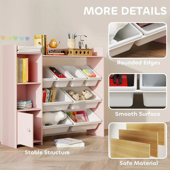 Kids Toy Storage Unit – Pink | 8-Box Organiser with Shelves and Top Storage AIYAPLAY - Little and Giant Explorers AIYAPLAY