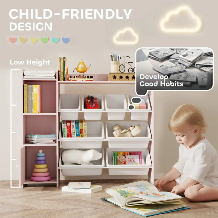 Kids Toy Storage Unit – Pink | 8-Box Organiser with Shelves and Top Storage AIYAPLAY - Little and Giant Explorers AIYAPLAY