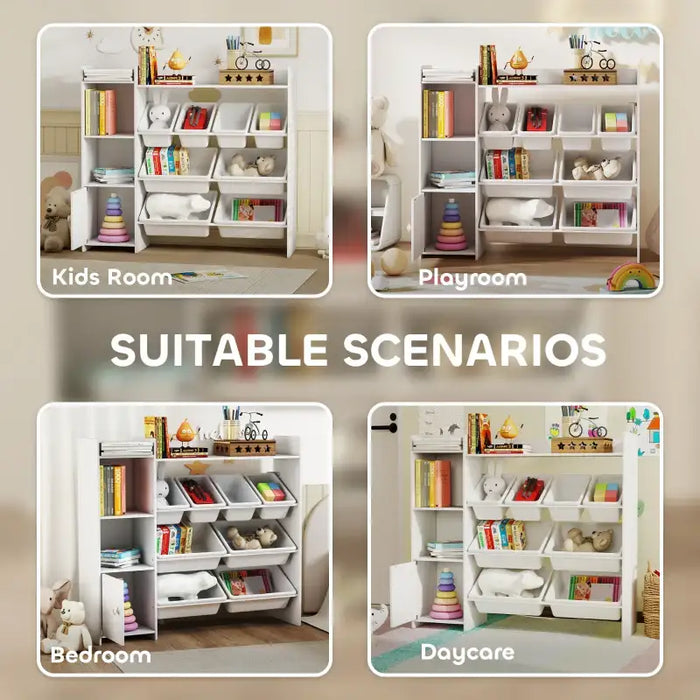 Kids Toy Storage Unit – White | Eight Bins and Two Grids for Organised Play AIYAPLAY - Little and Giant Explorers AIYAPLAY