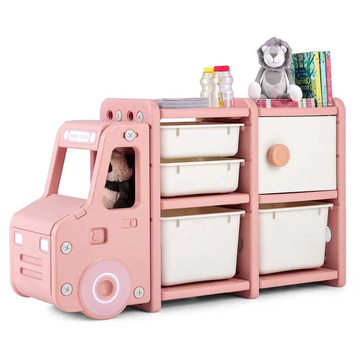 Kids Toy Truck Storage Organiser in Pink - Little and Giant Explorers Costway