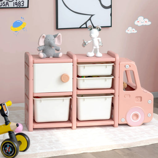 Kids Toy Truck Storage Organiser in Pink - Little and Giant Explorers Costway