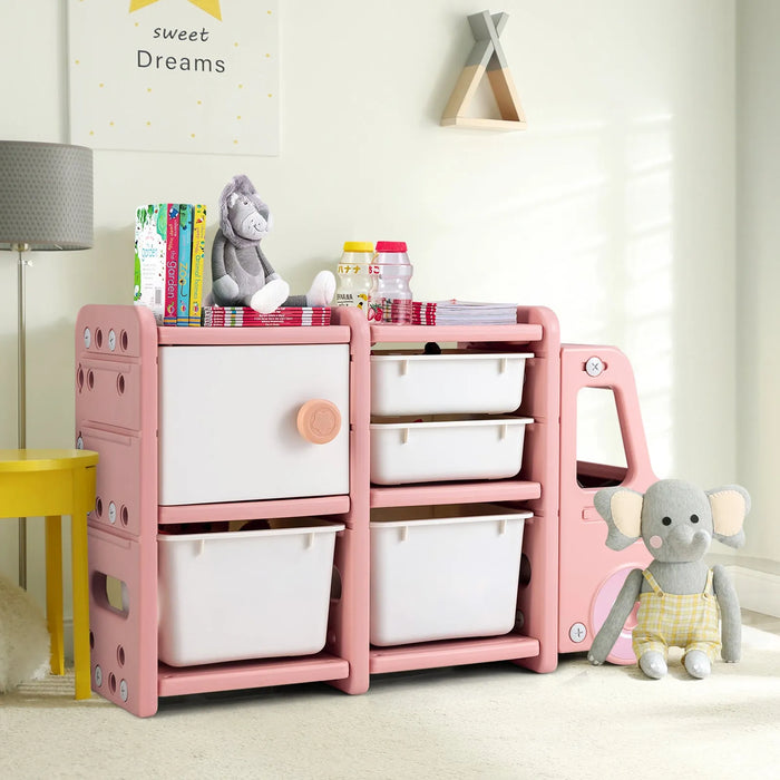 Kids Toy Truck Storage Organiser in Pink - Little and Giant Explorers Costway