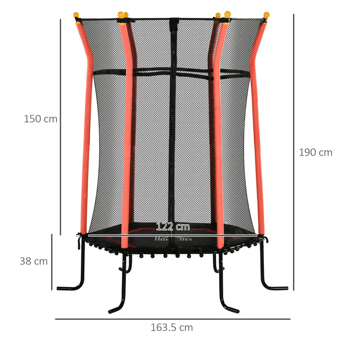 Kids Trampoline with Safety Net and Padded Poles | Red - Little and Giant Explorers HOMCOM