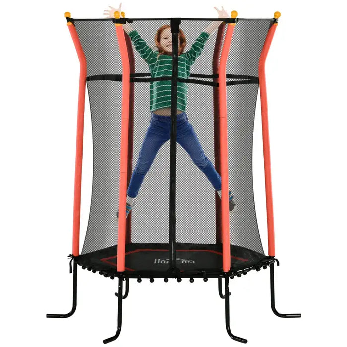 Kids Trampoline with Safety Net and Padded Poles | Red - Little and Giant Explorers HOMCOM