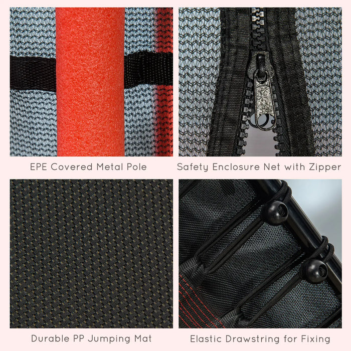 Kids Trampoline with Safety Net and Padded Poles | Red - Little and Giant Explorers HOMCOM