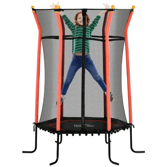 Kids Trampoline Mini Bouncer with Enclosure Safety in Red Ø163.5cm - Little and Giant Explorers HOMCOM