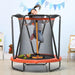 4.6FT Kids Trampoline with Enclosure, Basketball, Sea Balls and Hoop Ø140cm - Little and Giant Explorers ZONEKIZ