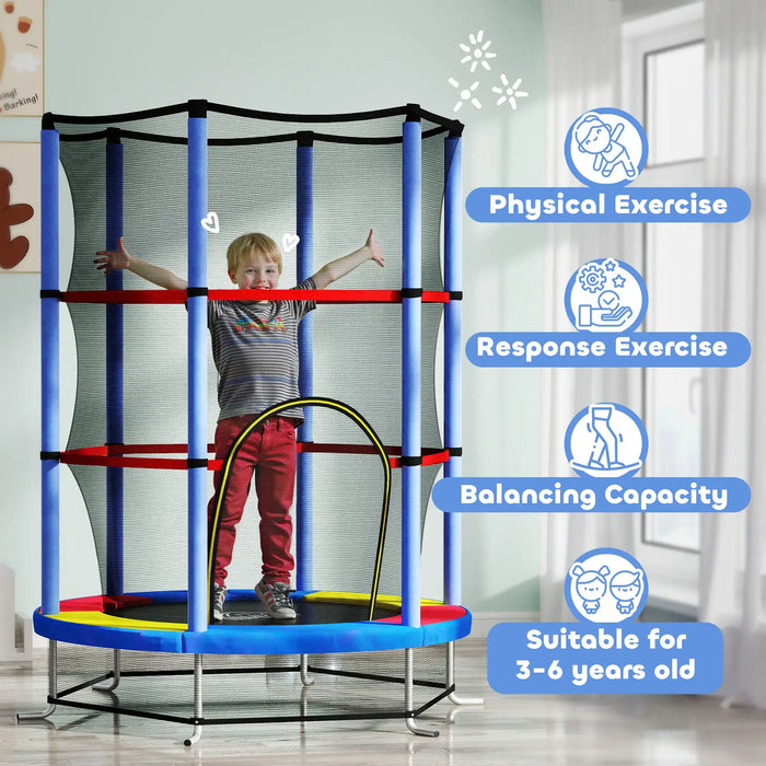 Kids Trampoline with Safety Net | Multi-Colour Spring-Free Design - Little and Giant Explorers HOMCOM