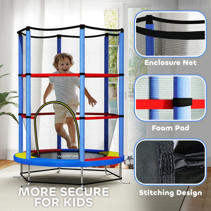 Kids Trampoline with Safety Net | Multi-Colour Spring-Free Design - Little and Giant Explorers HOMCOM