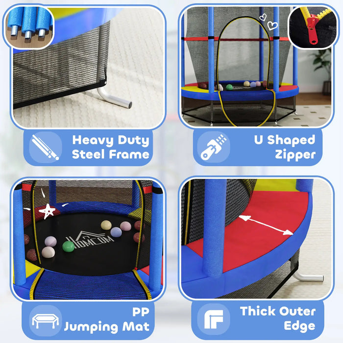 Kids Trampoline with Safety Net | Multi-Colour Spring-Free Design - Little and Giant Explorers HOMCOM