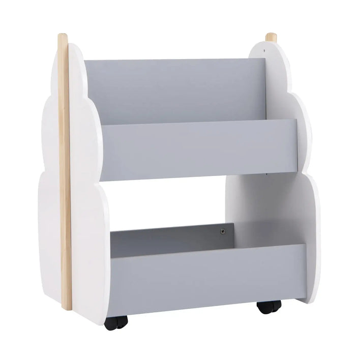Kids Tree-Shaped Bookshelf – Grey | Double-Sided Storage and Wheels COSTWAY - Little and Giant Explorers Costway