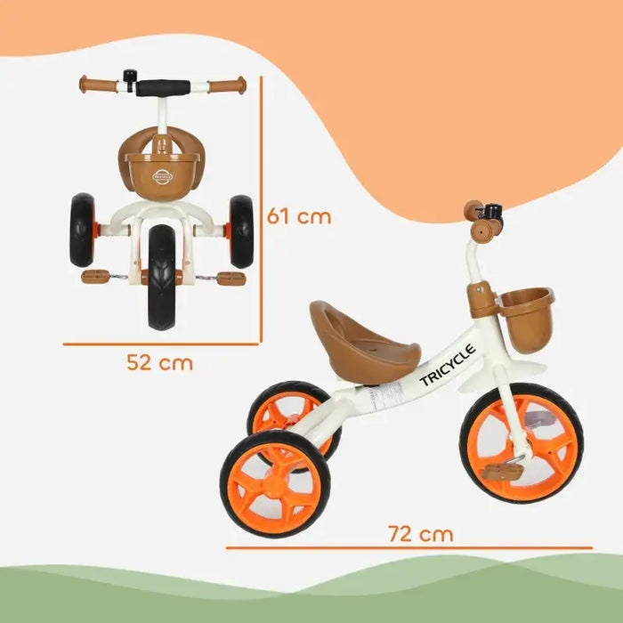 Kids Tricycle – Orange and White Toddler Trike | Anti-Tipping Design and Basket AIYAPLAY - Little and Giant Explorers AIYAPLAY