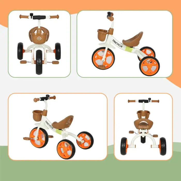 Kids Tricycle – Orange and White Toddler Trike | Anti-Tipping Design and Basket AIYAPLAY - Little and Giant Explorers AIYAPLAY