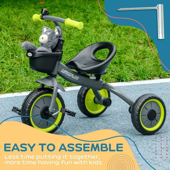 Tricycle with Adjustable Seat, Basket and Bell - Little and Giant Explorers AIYAPLAY