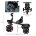 Kids Trike with Adjustable Seat, Pedals and Baskets in Black - Little and Giant Explorers AIYAPLAY