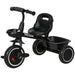 Kids Trike with Adjustable Seat, Pedals and Baskets in Black - Little and Giant Explorers AIYAPLAY