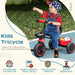 Kids Trike with Adjustable Seat, Pedals and Baskets in Red - Little and Giant Explorers AIYAPLAY