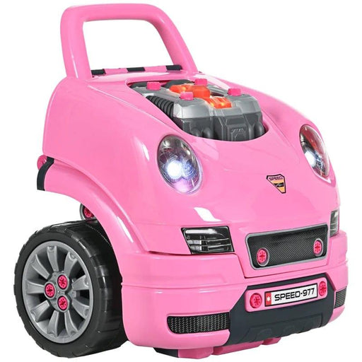 Kids Truck Engine Toy Set, with Horn, Light and Car Key in Pink - Little and Giant Explorers HOMCOM