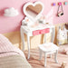 Kids Vanity Set – White and Pink | 2-in-1 Makeup Table - Heart Mirror and Accessories COSTWAY - Little and Giant Explorers Costway