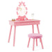 Kids Vanity Set with Lighted Mirror and Adjustable Brightness in Pink - Little and Giant Explorers Costway