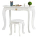 Kids Vanity Table and Chair Set - White | Tri-Folding Mirror and Stool COSTWAY - Little and Giant Explorers Costway