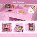 Kids Vanity Table and Chair Set with LED Lights in Pink - Little and Giant Explorers Costway